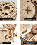3D Wooden Puzzle Password Box Kit For Adults And Teens With A Hidden Combination Lock Mechanism Laser Cut Wood No Glue Required Clear Instructions Mind Bender Gift For Christmas Or Birthday, open box set