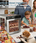 Top Shelf 800W Food Dehydrator Machine Featuring Ten Stainless Steel Trays For Even Airflow And Precise Temperature Settings To Whip Up Homemade Beef Jerky Dried Fruit And Herbs Quickly with family preparing snacks.