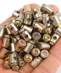Hand holding Twenty Pack Universal Throttle Cable Ends With Screws End Caps For Motorcycle Scooter Dirt Bike And Bicycle Fits Up To Three Millimeter Wires