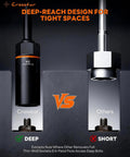 Comparison between Crosstar and other bolt removers showing deep-reach design from 25 Piece Bolt Extractor Kit With Beast Bite No Slip
