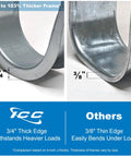 Comparison showing 3/4 inch thick edge of 4-Inch Wall Mount J Hook 25-Pack With Retainer Clips Galvanized Steel Zinc Finish