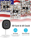 2K Indoor Security Camera for Home, Baby, Elder, and Pet Monitoring With Clear Night Vision, SD and US Cloud storage options