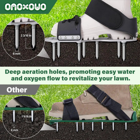 Comparison of Heavy Duty Lawn Aerator Shoes With Thick Metal Base And Longer Steel Spikes Adjustable Straps Fully Assembled