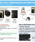 Guide for Nacs To Ccs1 Adapter For Tesla Superchargers showing compatibility tips and app usage for charging.