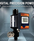 Pro Grade Digital Air Regulator With Water Separator And Moisture Trap Inline Dryer, digital gauge showing 90 PSI