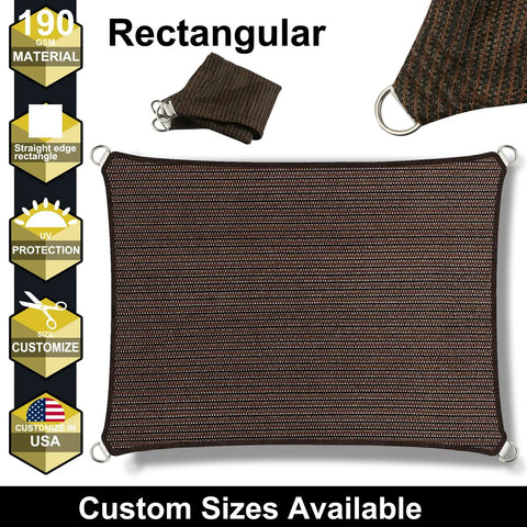 10x12 Brown Outdoor Shade Sail Canopy With UV Resistant Permeable Fabric For Patio Garden Backyard Pergola Carport And Lawn Shelter 185 GSM HDPE Easy Install Ropes Blocks 95% Of UV Rays