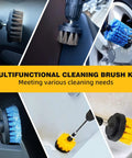 9 Pcs Drill Brush Attachments Set With Soft And Hard Bristles, Horsehair Brush, Scouring Pads, Scrub Sponge in use on car and tub