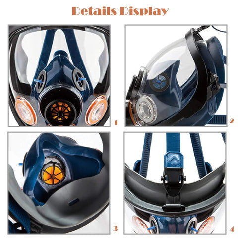 Full Face Respirator Mask For Spray Painting And Chemical Fumes Dustproof Safety Gear With Dual Cartridges Pro Grade