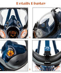 Full Face Respirator Mask for Organic Vapors and Paint Fumes with Dual Cartridges, strap detail view, anti fog lens