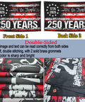 3 Ply 250 Year American Anniversary Flag Durable Outdoor 3x5 Ft Double Sided Patriotic Banner For Fourth Of July We The People USA Flag Yard Decor Outdoor Yard Decor For Garden Or Porch, showing front and back designs with red and white stripes.
