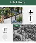 Beefy Iron No Dig Garden Fence System With 16 Panels Spanning 34 Point 7 Feet And 40 Inch High Includes 2 Gates Anti Dig Gravity Lock Indoor Outdoor Dog Fence For Yard RV Camping Black