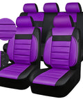 Leather Seat Covers Full Set For SUV Sedan And Van Water Resistant With 3D Foam Back Support All Season Comfort Dope Look Airbag Compatible Universal Fit Sporty Color Design In Purple Black
