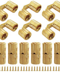 Hidden Brass Barrel Hinges 12 Pack 10mm Concealed Cabinet Hinge Set with 180 Degree Opening for Jewelry Boxes and DIY Projects