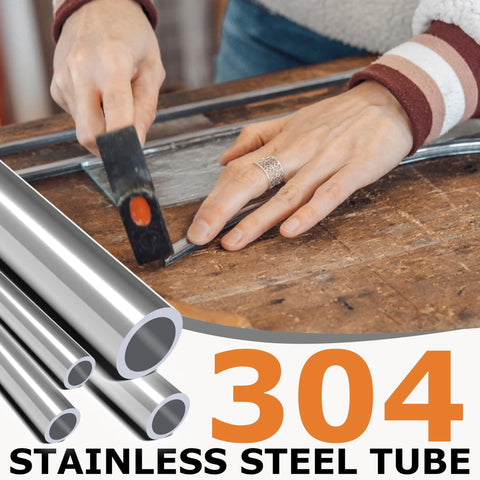 Yluvaok 5pcs 1/8 in OD × 10 in 304 stainless steel tubes being cut on a wooden workbench