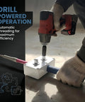Heavy Duty Drill Powered Wire Puller Attachment Automatic Electrician Fish Tape Tool Smooth Operator in use with a drill.