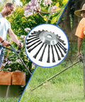 10 Inch Steel Wire Weed Wheel Brush Trimmer Head for Weed Eater and Weed Wacker shown with people using trimmers