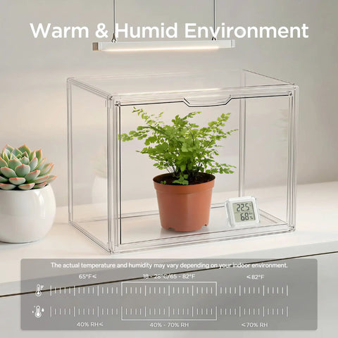 Tiny Indoor Greenhouse For Small Plants Clear Stackable Tabletop Garden House With Magnetic Waterproof Door Portable Germination Starter And Display Case Space Saving Design 14.1x8.6x10.6 Inch
