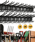 Heavy Duty 96 Inch Garage Tool Organizer Wall Mount Hooks Kit With 18 Pairs Built To Last 1460 Lbs Capacity Garden Tool Storage Rack