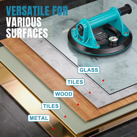 8 Inch Suction Cups 2 Pack Heavy Duty 880 Lbs Glass Tile Granite Lifting Tool with wood and metal sheets