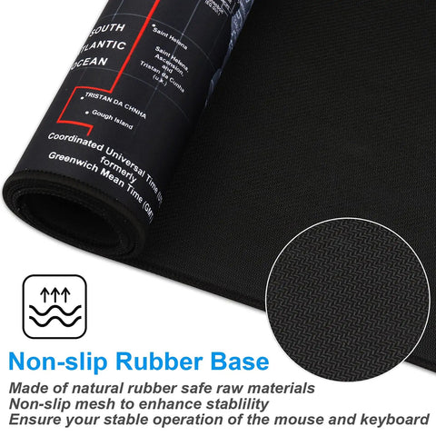 Close-up of XXL Gaming Mouse Pad With Ultra Smooth Surface and non-slip rubber base, anti-fray stitching, 35.4 by 15.7 inches.