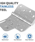 Heavy Duty Ball Bearing Door Hinges 4X4 Brushed Nickel Finish showing water-resistant stainless steel design.