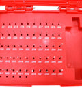 Pin Gage Set For Pros 50 Piece Steel Gauge Kit For Carpentry And Home Improvement 0.011 To 0.060 Inches Heat Treated Bearing Steel Precision Tolerances Comes With Durable Storage Case. Red case with labeled steel pin gages 0.011 to 0.060 inches