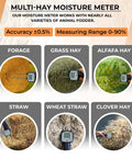 Hay Moisture Meter With Heavy Duty Probe For Hay, Alfalfa, Clover And Grass, Fast Accurate Moisture Readings For Farmers And Livestock Pros, Portable And Easy To Use In The Field, shown for forage and straw