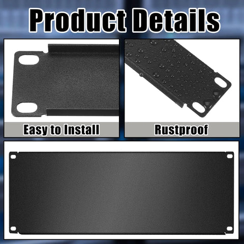 Four Pack 4U Blank Rack Panels For 19 Inch Server Cabinets Heavy Duty Metal Spacers with easy install and rustproof surface.