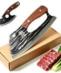 Two Piece Meat Cleaver Knife Set For Cutting Meat And Vegetables on box with wood handles, Viking Style Kitchen Knives