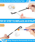 All In One Fishing Pole Repair Kit With Epoxy Glue And Carbon Fiber Tips instructions for replacing top eyelets using thread and glue