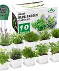 Indoor Herb Garden Starter Kit With 10 Non GMO Herb Seeds Soil Pots And Moisture Meter For Easy Windowsill Gardening