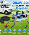 29.2V 20A LiFePO4 Battery Charger For 24V Systems With IP67 Waterproof Housing with connectors by RV