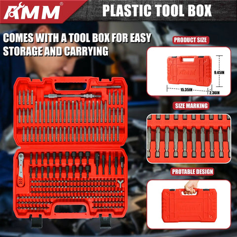 Rock Solid 232 Piece Screwdriver Bit Set Forged From CRV Steel Impact Driver Bits with storage toolbox and quick release.