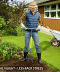 Man using Hand Tiller Garden Claw Set With Garden Twist Tiller And Small Soil Tiller For Raised Beds And Flower Boxes Heavy Duty Manual Soil Cultivator