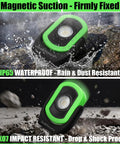 Three Pack 780 Lumen Magnetic USB Rechargeable LED Work Light for Car Repair and Workshop, shown with water and impact resistance features