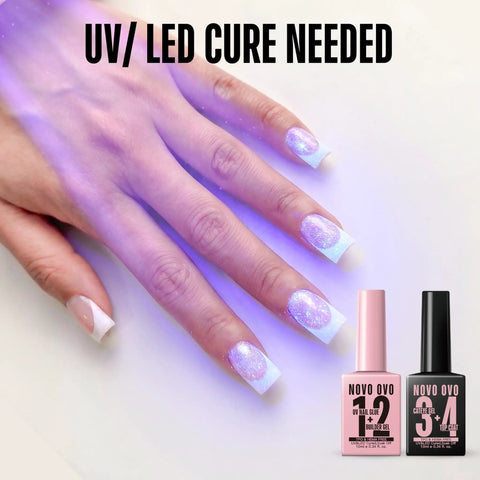 2 In 1 UV Nail Glue And Builder Gel Top Coat Kit With Cat Eye Effect Magnet Included Hema Free For Press On Nails Rock Solid Bond And Builder Gel Strength For Natural Nails used on nails under UV light