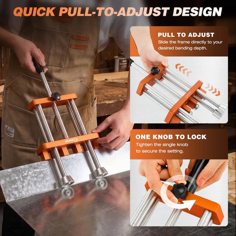 Top Notch Two Station Sheet Metal Bender With No Sweat Pull Rod Depth Control And Portable Rolling Stand For Slick Precise Creases That Run Flawless Everyday