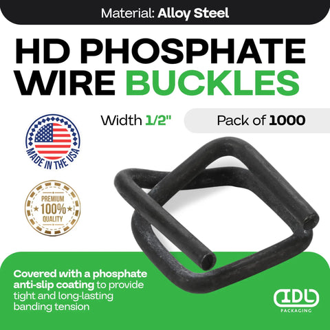 Heavy Duty Cord Strapping Buckles Half Inch Pack Of 1000 Anti Slip Phosphate Coated Metal Buckles for Woven Cord Strapping