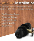 Privacy Interior Door Knob Set Matte Black, Heavy Duty Handle, ANSI Grade 3 Certified, Easy Install with turn button lock