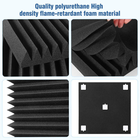 Quality polyurethane 12x12x2 inch Killer 50 Pack Sound Proof Foam Panels For Walls with sticky peel and stick mount.