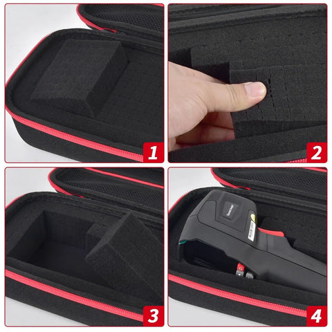 Tough Thermal Camera Case With Adjustable Inner Sponge For TOPDON TC004 HSFTOOLS HF96 H128 Thermal Imager Protective Storage Box For Sensitive Infrared Camera Gear And Accessories, open with thermal imager inside