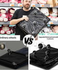 Man holding Large Black Reusable Grocery Bag On Wheels Foldable Rolling Tote with zipper, showcasing upgraded five-wheel system.