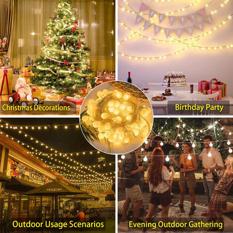 Globe String Lights With 50 LED Warm White USB Powered Remote Control 8 Modes 23 Ft Fairy Lights For Bedroom Balcony Garden Party Christmas Tree Indoor Outdoor IP44 Waterproof