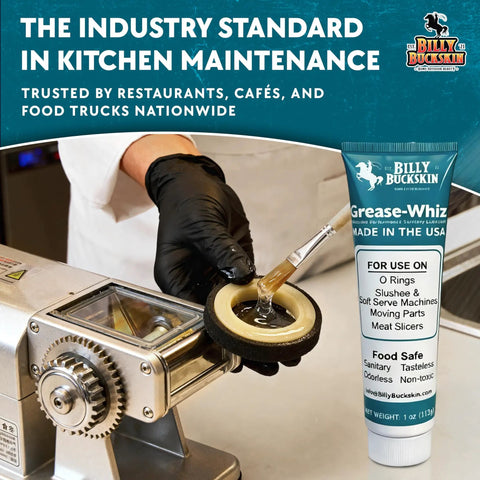 Application of Pro Grade Food Safe Lubricant For Kitchen Gear And Food Contact Surfaces, 1oz Tube, on kitchen equipment