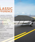 Boat on highway covered with heavy-duty ski & wakeboard tower cover in all-weather range
