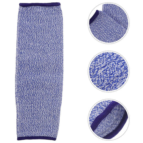 Premium Cut Resistant Arm Sleeves 2 Pack Blue Anti Cut Forearm Guards For Industrial Work Heavy Duty Job Site Hustle Legit Workshop Protection, detail of blue nylon blend sleeve.
