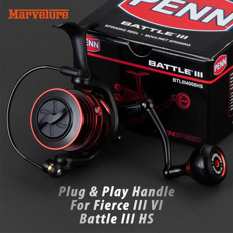 Foldable Power Handle For Penn Fierce III IV Battle III HS Spinning Reels Replacement Handle with box in view