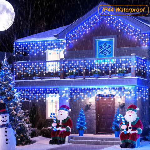 Color Changing Icicle Lights With Remote, 35 Color Modes, 300 LED 48Ft RGB Waterproof Hanging String Lights decorating house