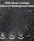 Close-up of 210D silver-coated Oxford fabric used in Easy Setup Bike Tent With Built In Bicycle Racks Outdoor Portable Storage Shelter.
