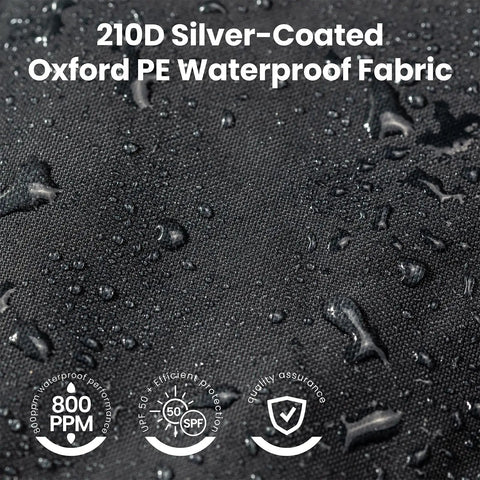 Close-up of 210D silver-coated Oxford fabric used in Easy Setup Bike Tent With Built In Bicycle Racks Outdoor Portable Storage Shelter.